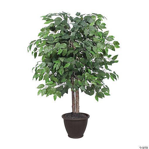 Vickerman 4' Artificial Ficus Bush, Brown Plastic Container