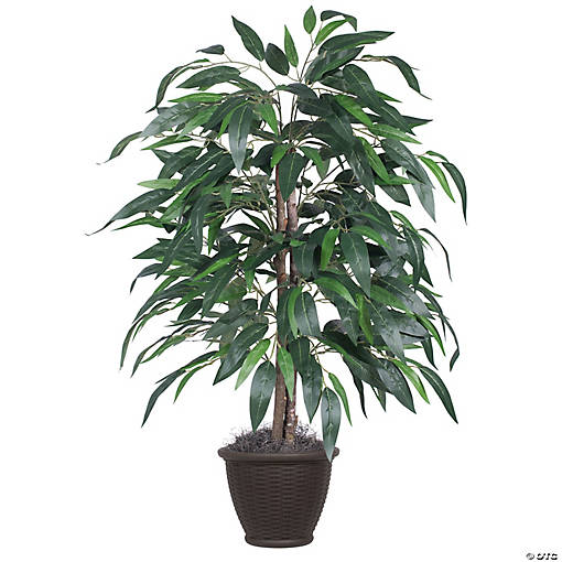 Vickerman 4' Artificial Mango Bush, Brown Plastic Container