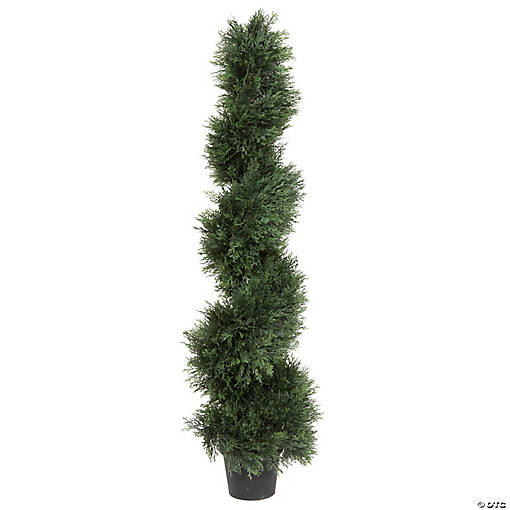 Vickerman 4' Artificial Potted Green Cedar Spiral Tree