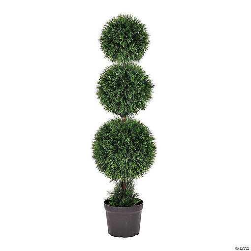 Vickerman 4' Artificial Triple Ball Green Cedar Topiary