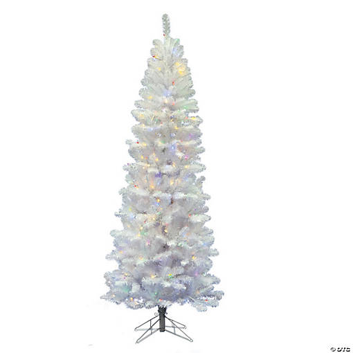Vickerman 5.5' White Salem Pencil Pine Christmas Tree with Multi-Colored LED Lights
