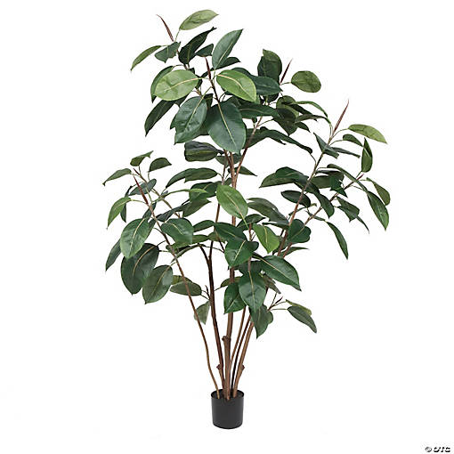 Vickerman 5' Potted Artificial Green Rubber Tree