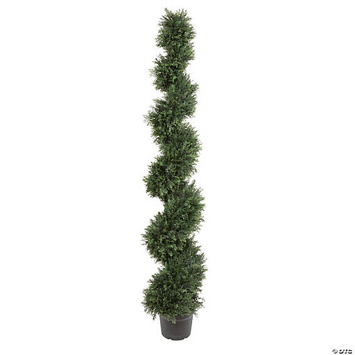Vickerman 6' Artificial Potted Green Cedar Spiral Tree