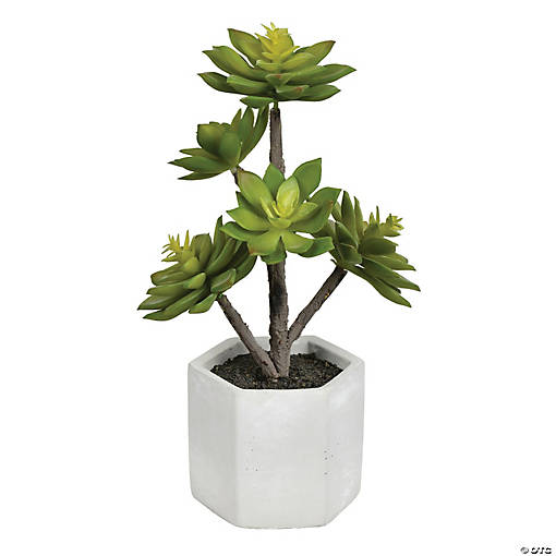 Vickerman Artificial 13"Succulent, Cement Pot
