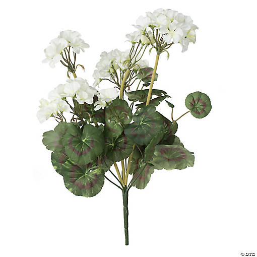 Vickerman Artificial 20" White Geranium Bush, 4 per Pack.