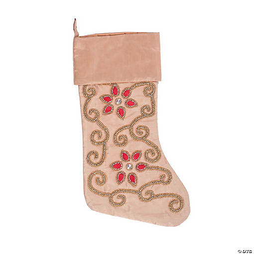 Vickerman Decorative Champagne Beaded  8" x 9" Stocking