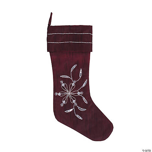 Vickerman Decorative Dark Red Beaded 8" x 19" Stocking