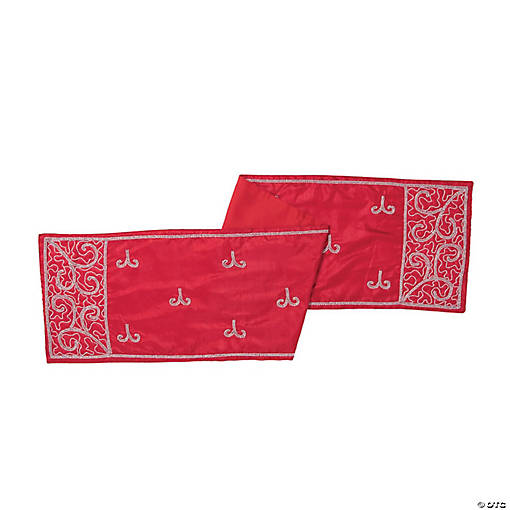 Vickerman Red Silver Beaded 12" x 60" Table Runner