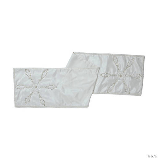 Vickerman White 12" x 60" Beaded Snowflakes Table Runner