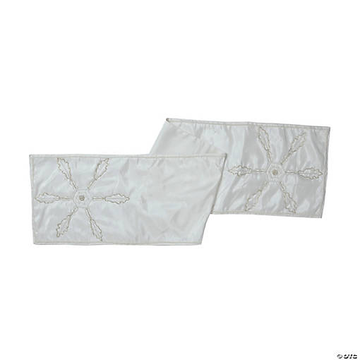 Vickerman White 14" x 90" Beaded Snowflakes Table Runner