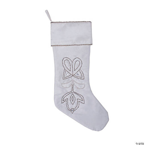 Vickerman White 8" x 19" Pointed Beaded Stocking
