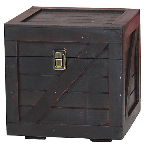 Vintiquewise Stackable Wooden Cargo Crate Style Storage Chest, Black