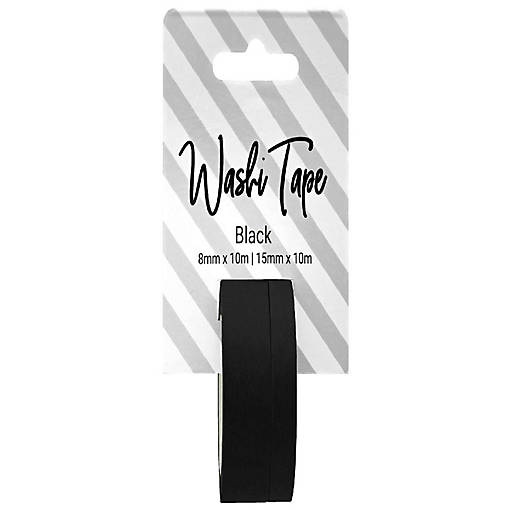 Washi Tape 8 &amp; 15mm x 10m Solid Black