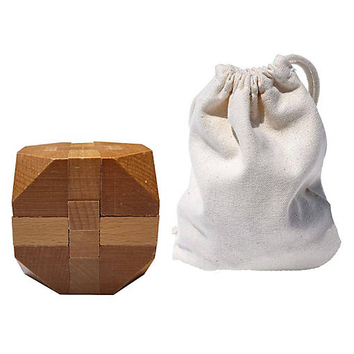 WE Games Solid Wood 3D Cube Puzzle with Slanted Corners