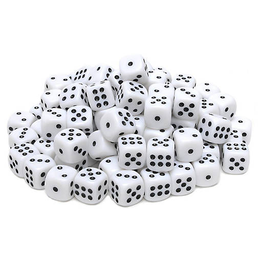 WE Games White Opaque Dice with Rounded Corners - 100 Pack