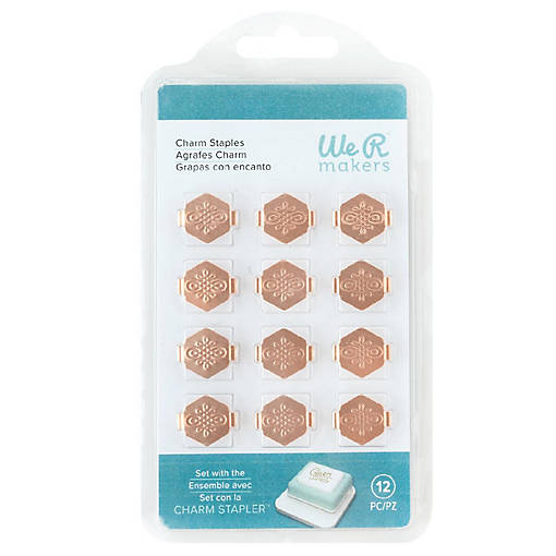 We R Charm Stapler Charm 12/Pkg-Copper Hexagon With Knot Emboss