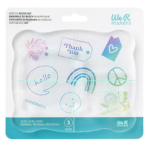 We R Memory Keeps Acrylic Block Stamping Set 3/Pkg-Clear