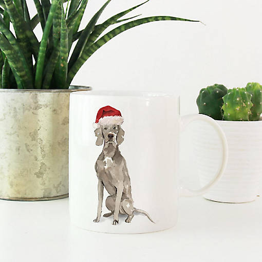 Weimaraner Santa Hat Ceramic Mug