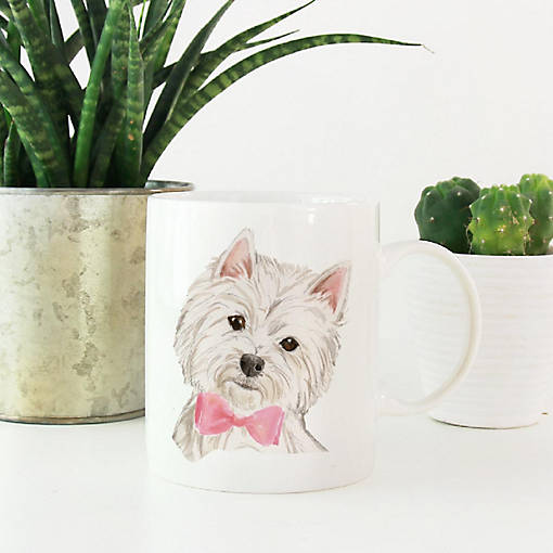 Westie Pink Bow Ceramic Mug