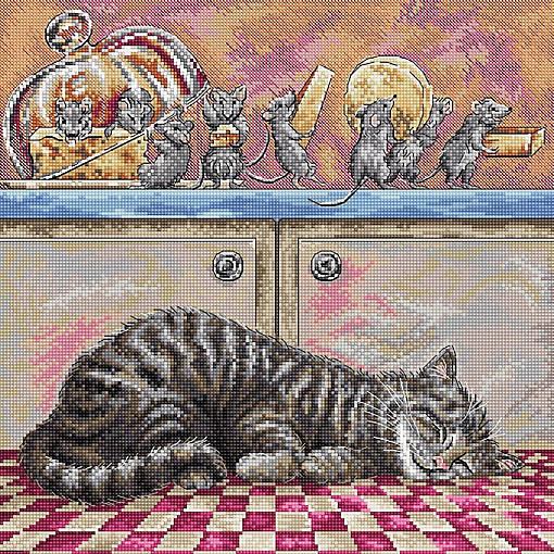 When the Cat Sleeps L8072 Counted Cross Stitch Kit