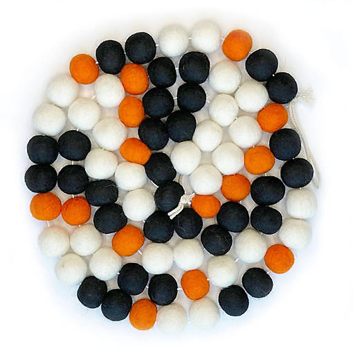 White, Black, Orange Felt Garland 6ft