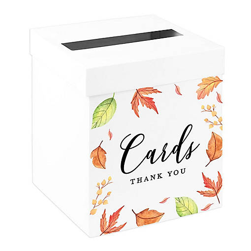 White Card Box Fall Autumn Leaves