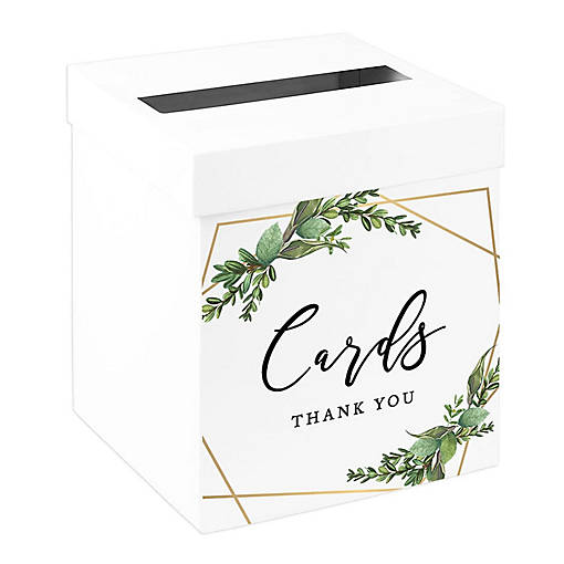 White Card Box Geometric Leaf Frame