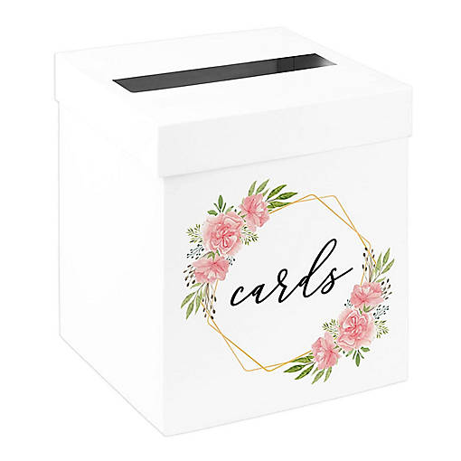 White Card Box Geometric Pink Florals