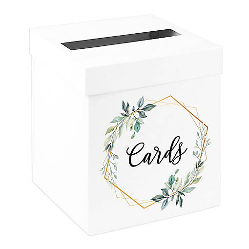 White Card Box Greenery Geometric 10x10