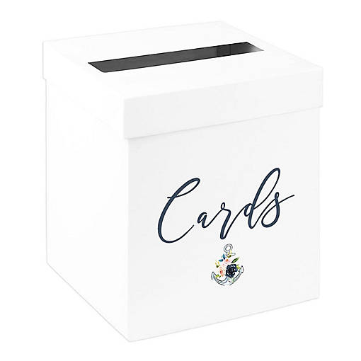 White Card Box Nautical Beach Florals
