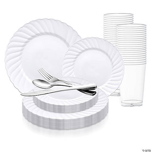 White Flair Plastic Wedding Value Set - 36 Settings