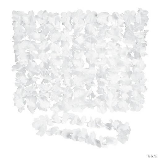 White Flower Plastic Leis - 12 Pc.