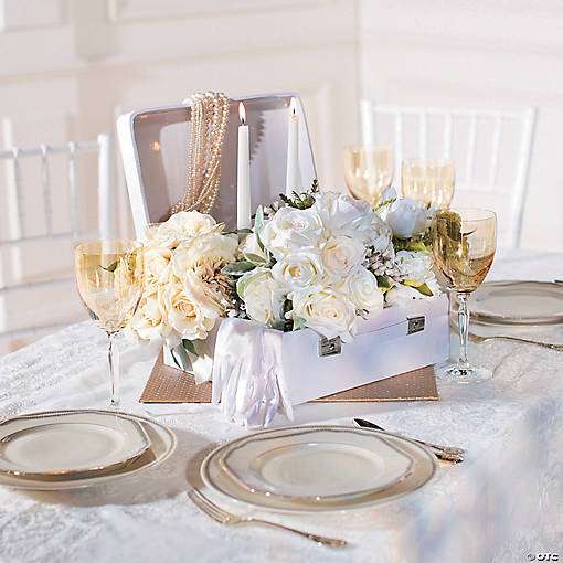 White Mini Suitcase Centerpiece