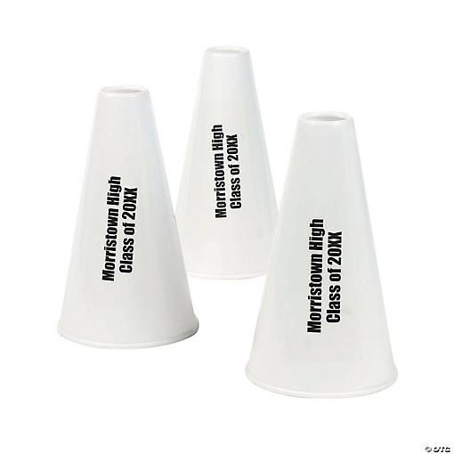 White Personalized Megaphones - 12 Pc.
