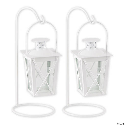 White Railroad Candle Lanterns 9"