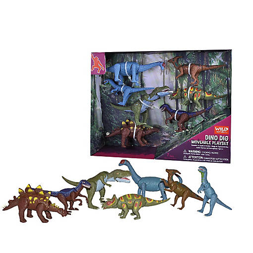 Wild Republic Moveable Box Set Dinosaur Figurines, 7 Pieces