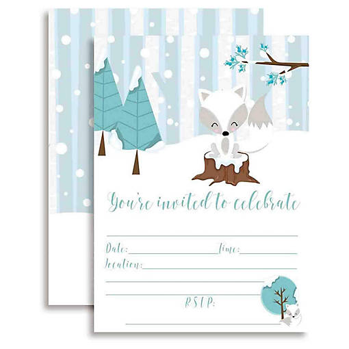 Winter Fox Invitations 40pc. by AmandaCreation