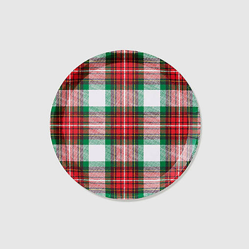 Winter Plaid Large Plates -10/Pack - 10 Pieces