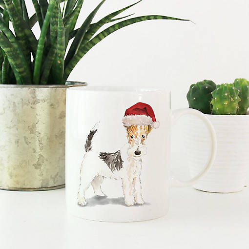 Wire Fox Terrier Santa Hat Mug
