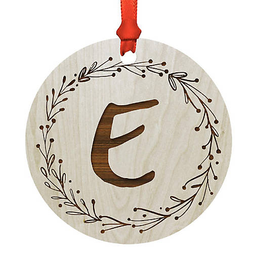 Wood Ornament Wreath Letter E