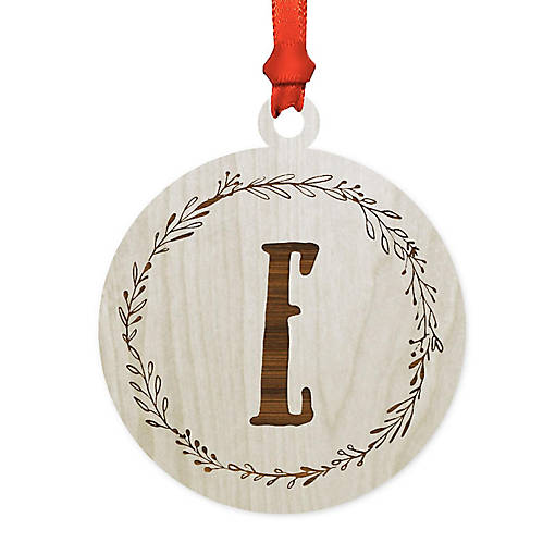 Wood Round Ornament Letter E