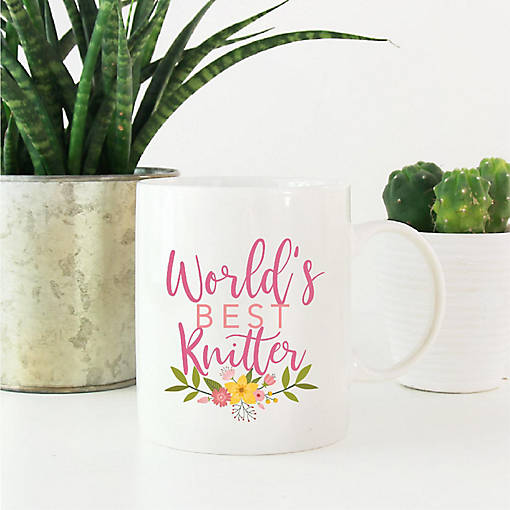 World's Best Knitter Floral Ceramic Mug