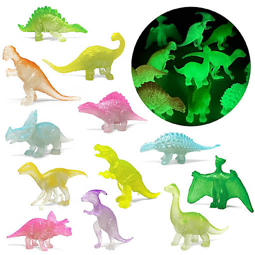 Wrapables 24pcs Mini Plastic Dinosaur Figurines, Luminous