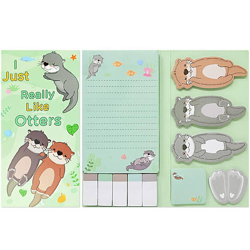 Wrapables 440 Sheets Sticky Notes Set, Otters