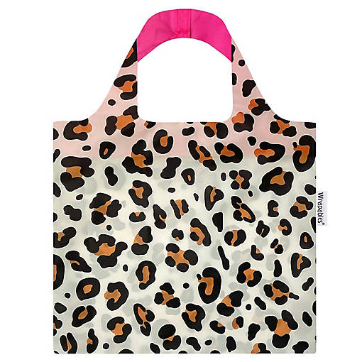 Wrapables Allybag Foldable &amp; Lightweight Reusable Grocery Bag, Leopard Beige