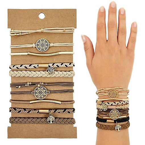 Wrapables Boho Hair Ties 10pcs, Beige