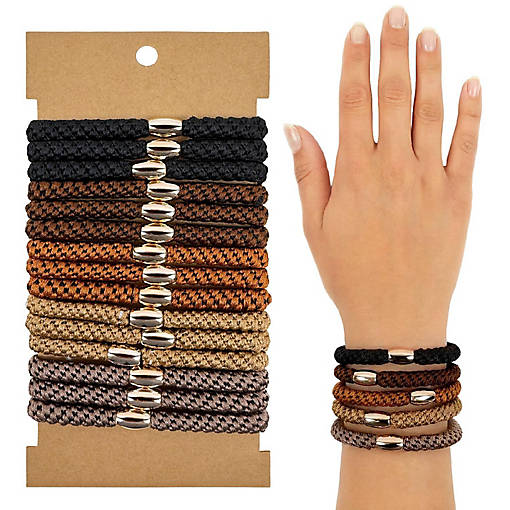 Wrapables Boho Hair Ties 15pcs, Browns