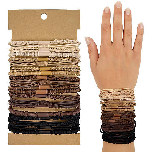 Wrapables Boho Hair Ties 20pcs, Neutral