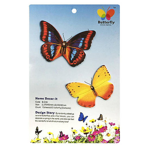 Wrapables Butterfly Memo Bookmark Sticky Notes, Multicolor and Yellow