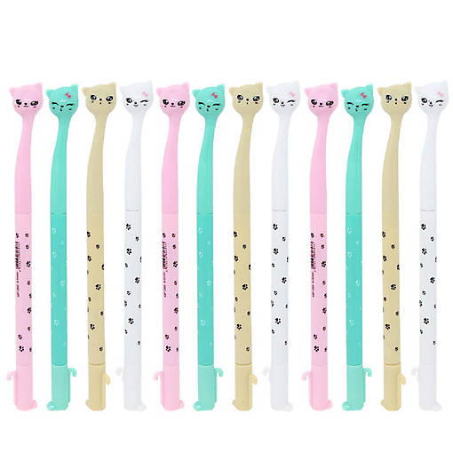 Wrapables Gel Pens (12 pack), Cute Kitties